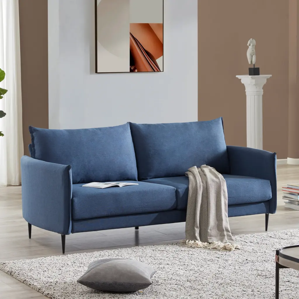 PU Leather Sofa Bed Couch Soft Linen Upholstery Convertible Folding Futon Branax