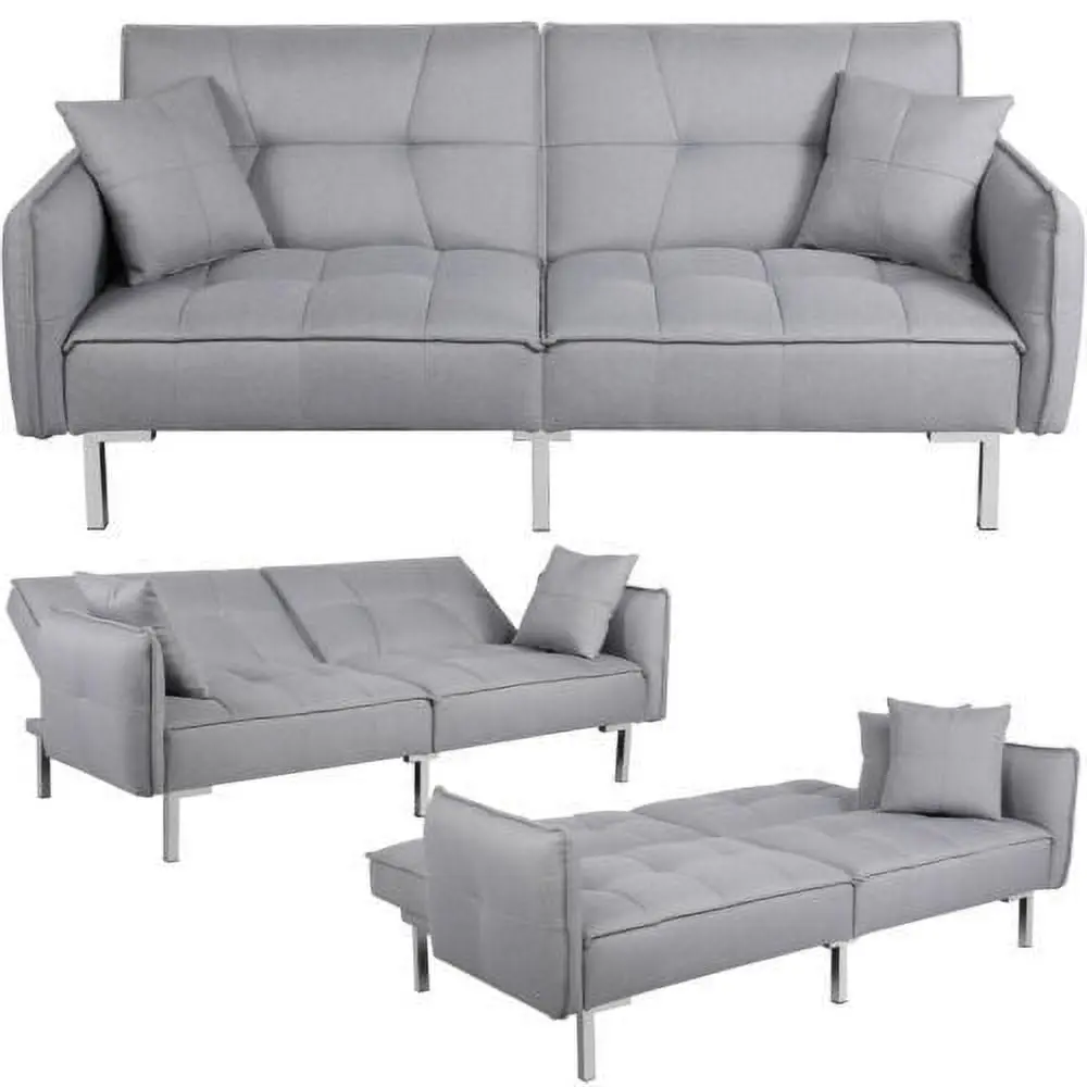 Convertible Sleeper Sofa Bed Couch Pull Out Recliner Living Room and Guest Room Brown Reliance
