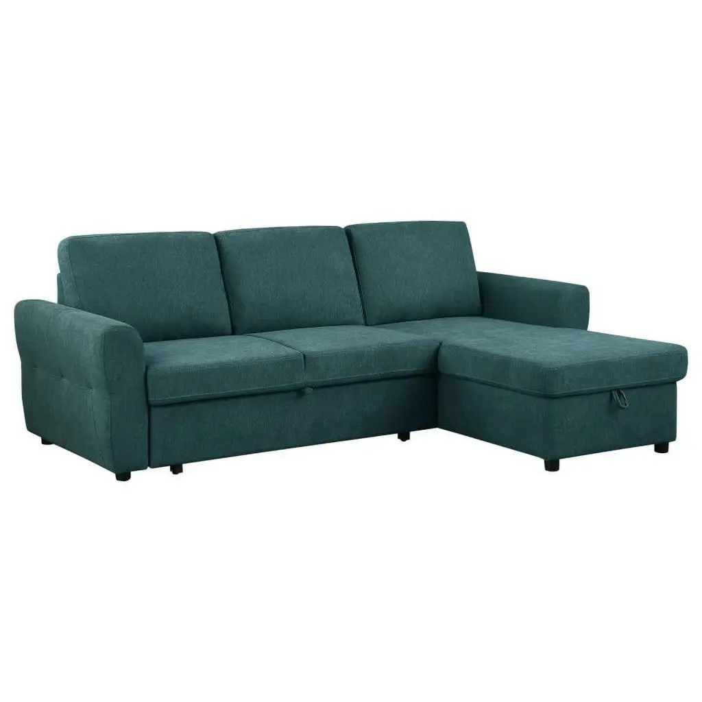 Samantha Upholstered Sleeper Sofa Sectional Storage Chaise Teal Blue - Convertible Sofa Bed Coaster Company