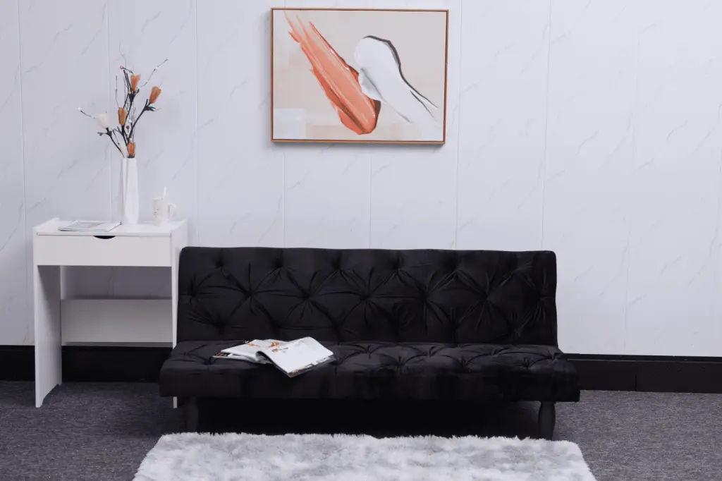 66 Black Velvet Sofa Bed Convertible CoSoTower Living Room Apartment Bedroom