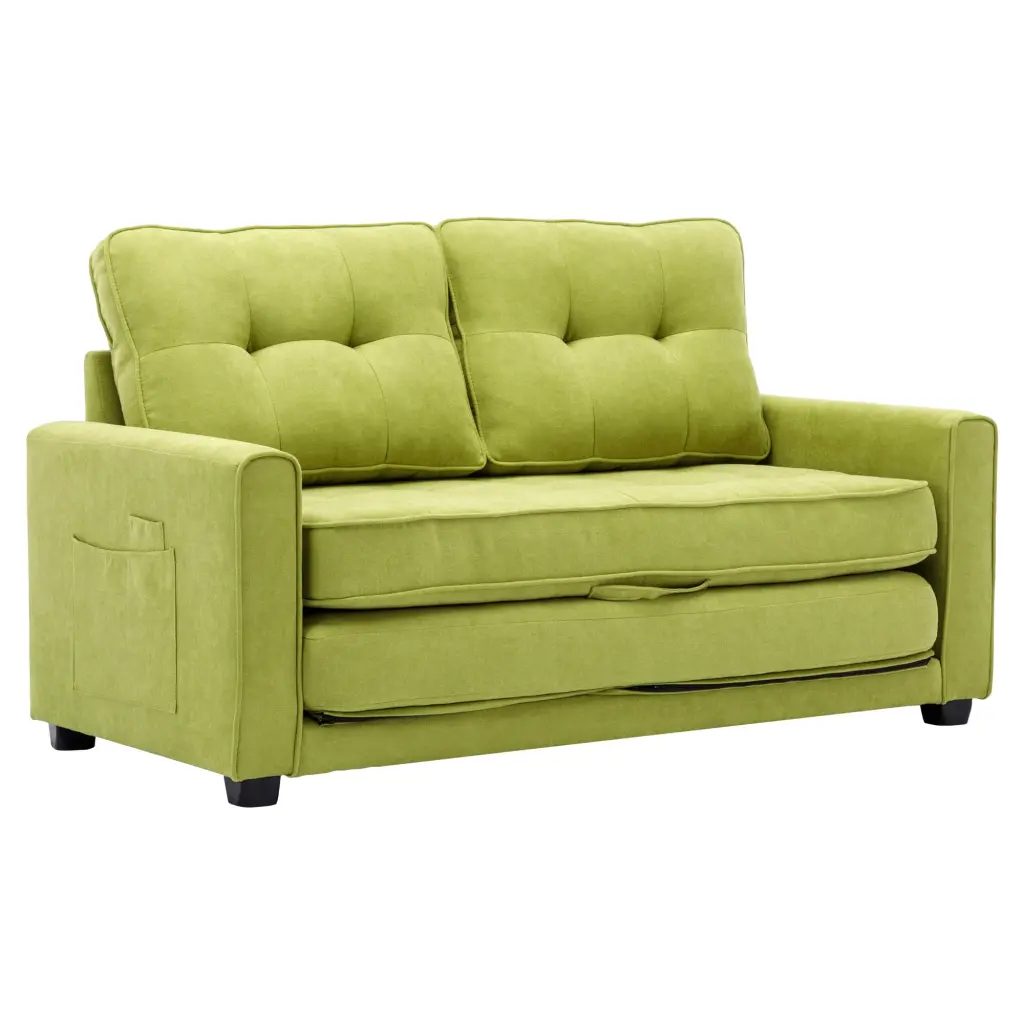 CoSoTower 59.4 Loveseat Sofa Pull-Out Bed Modern Upholstered Couch Side Pocket Green