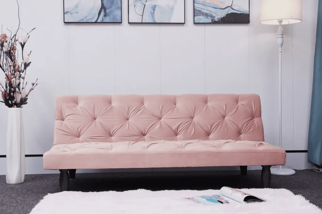 66 Pink Velvet Sofa Bed Convertible CoSoTower Living Room Apartment Bedroom