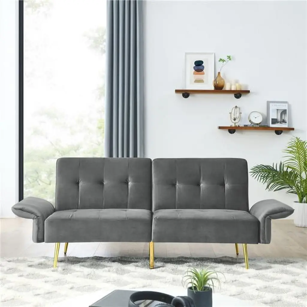 Direct Wicker Grey 78 Italian Velvet Convertible Sleeper Loveseat Sofa Bed Couch Storage