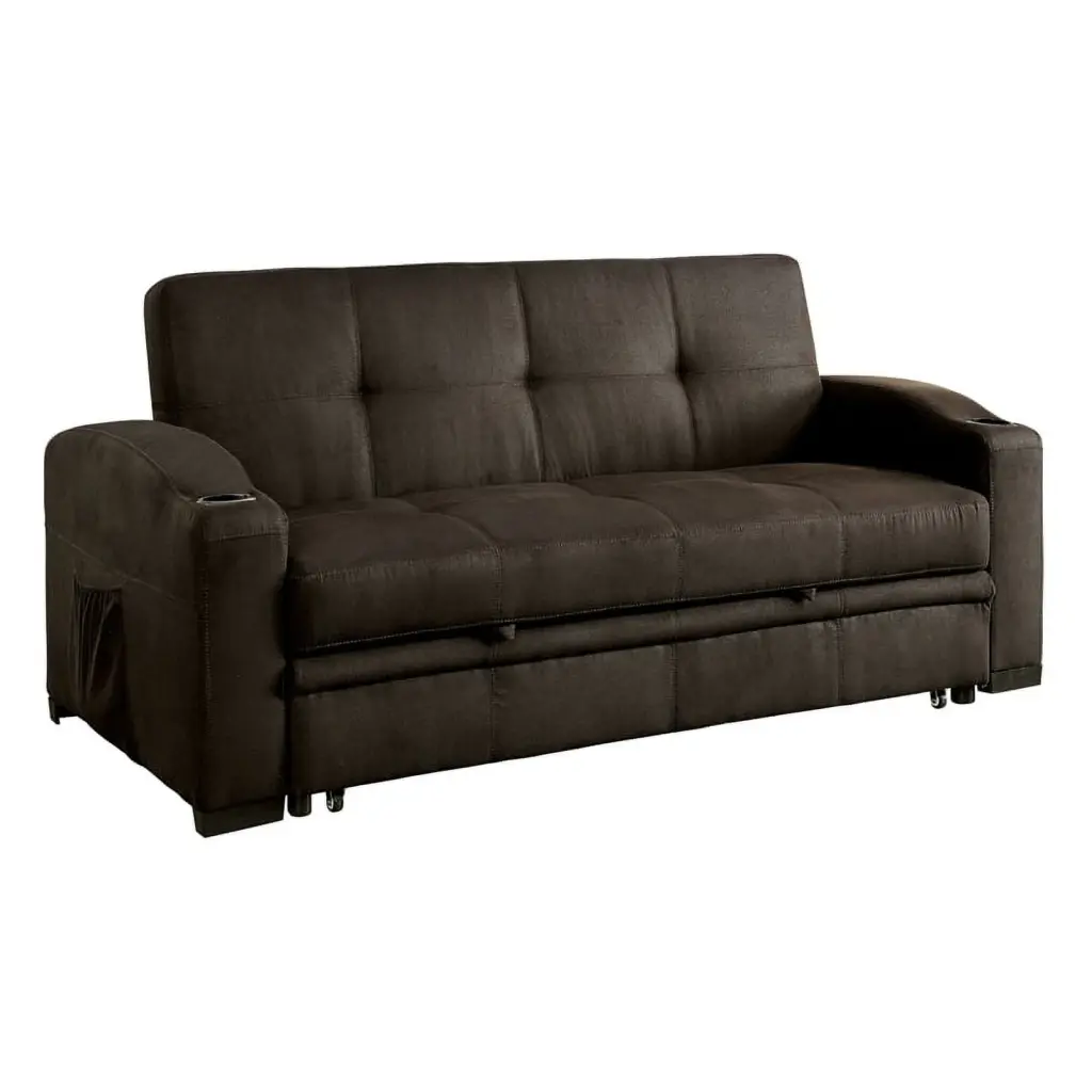 Furniture America Byrde Transitional Fabric Convertible Sofa Brown - Sleeper Sofa