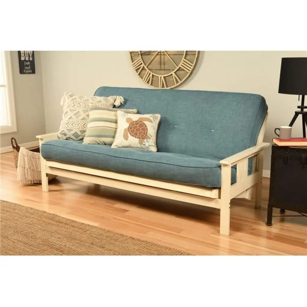 Kodiak Furniture Monterey Frame Linen Fabric Mattress Antique White Blue