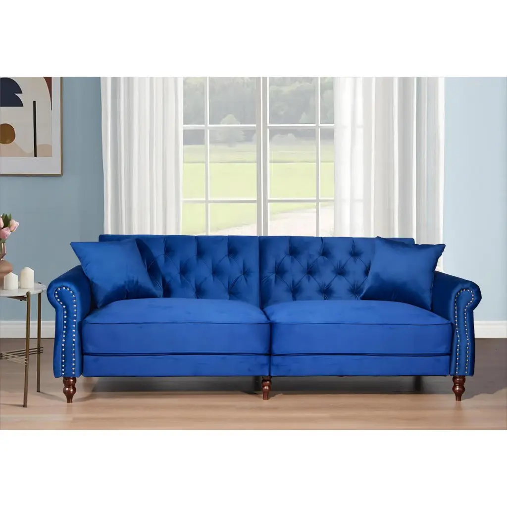 87.8 Convertible Cream Velvet Sofa Bed Sleeper Living Room Legend Vansen