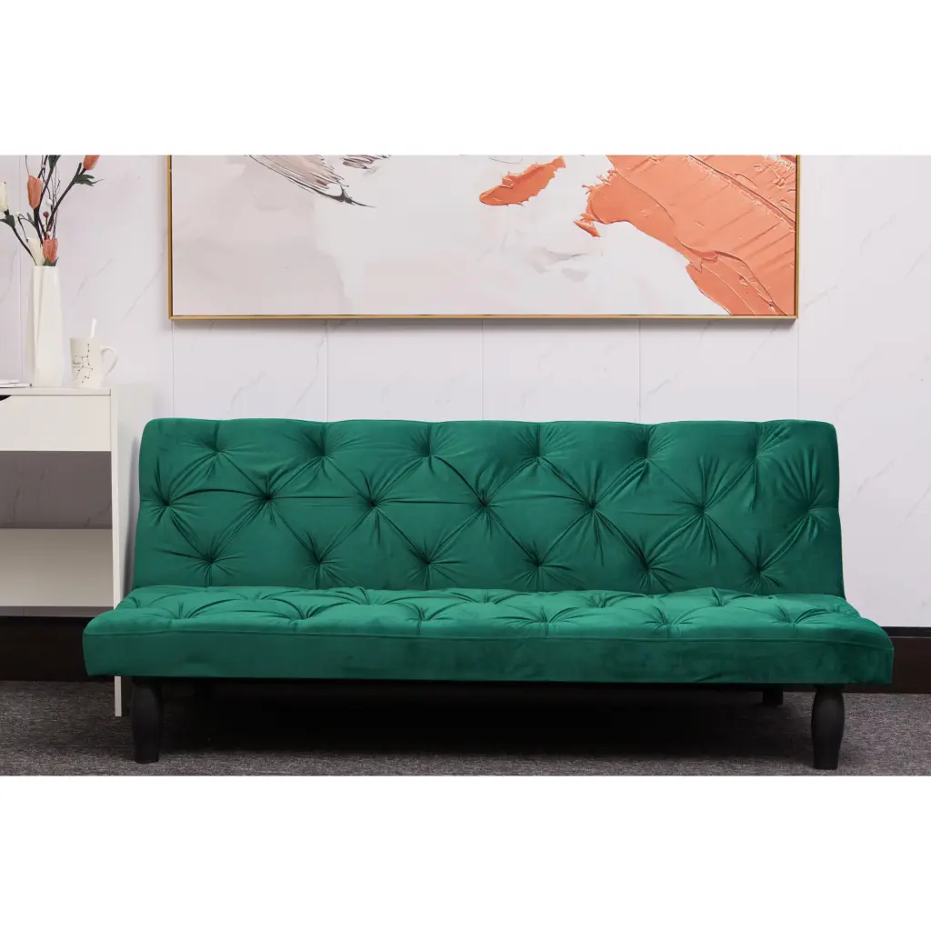 66 Green Velvet Sofa Bed Convertible Family Living Room Apartment Bedroom Miekor