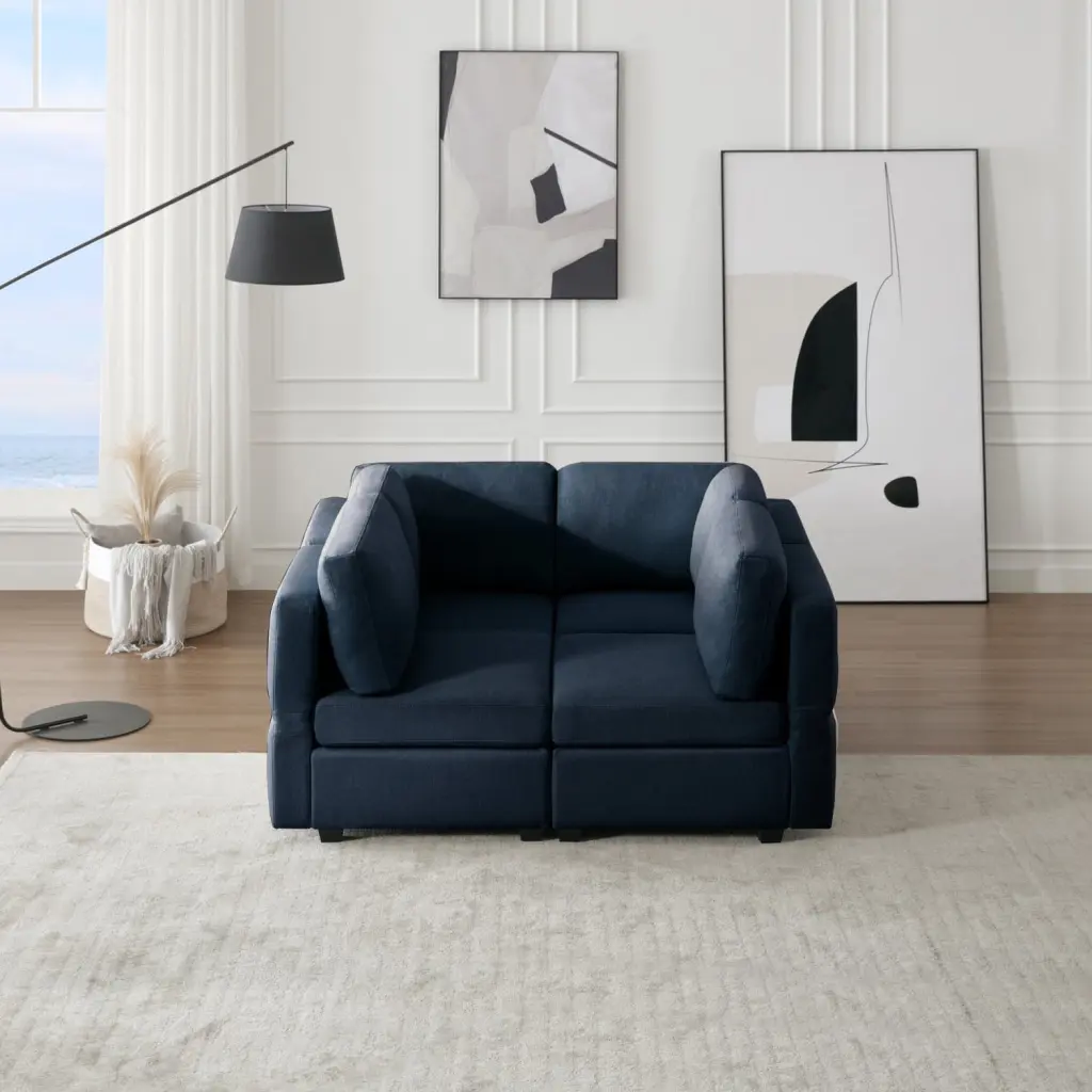 Miekor Furniture 4 Seat Sofa Bed Adjustable Arms Backs Brown Space Saving Sofa Sleeper B3A010