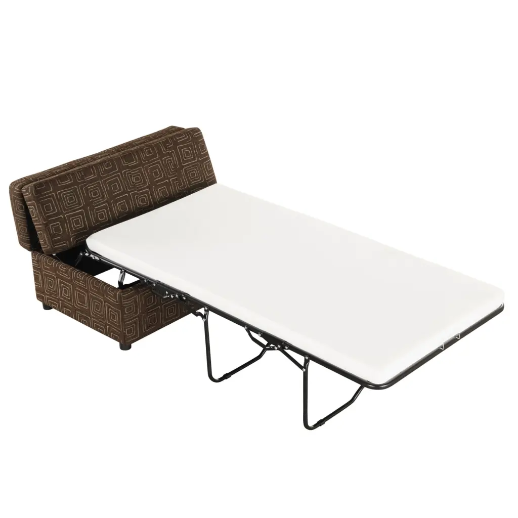 Miekor Furniture Twin Size Folding Ottoman Sleeper Bed Mattress Convertible Guest Bed