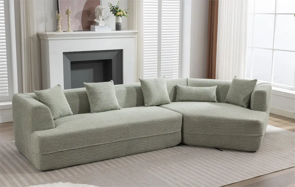 Miekor Modular Sectional Living Room Sofa Set Modern Minimalist Sleeper Couch Boucle Fabric Anti-Wrinkle W4US0009