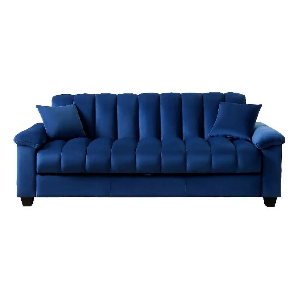 Pemberly Row 83 Convertible Modern Velvet Storage Sleeper Sofa Bed Blue