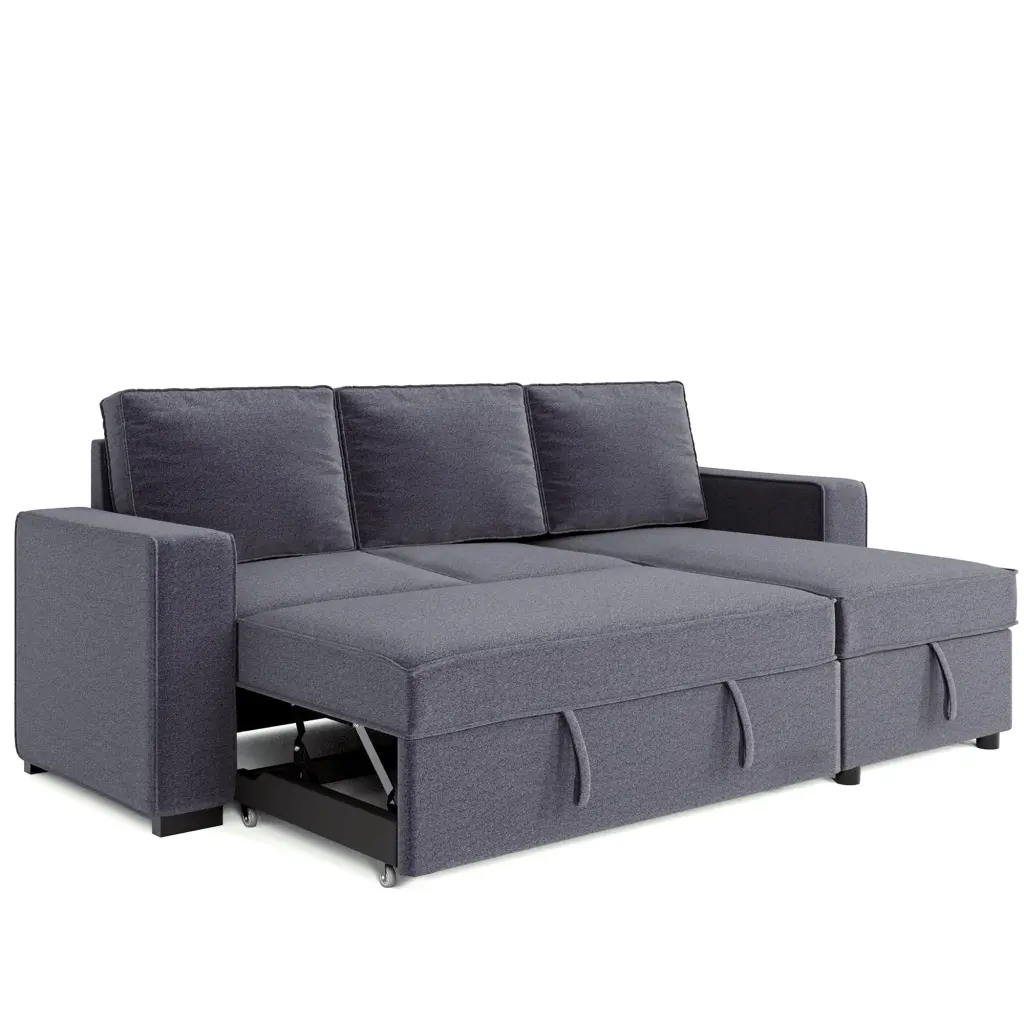 91 Reversible Sectional Sofas Couch Sleeper Sofa Bed Pull Out Bed and Storage Chaise Gray Pynsseu