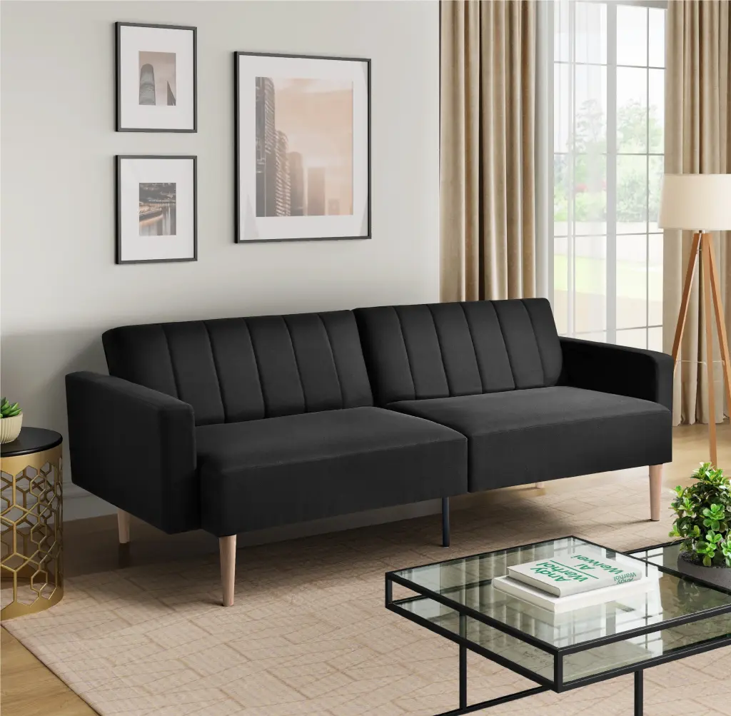 Serta Foxtrot Modern Charcoal Convertible Sofa - Contemporary Sleeper Couch