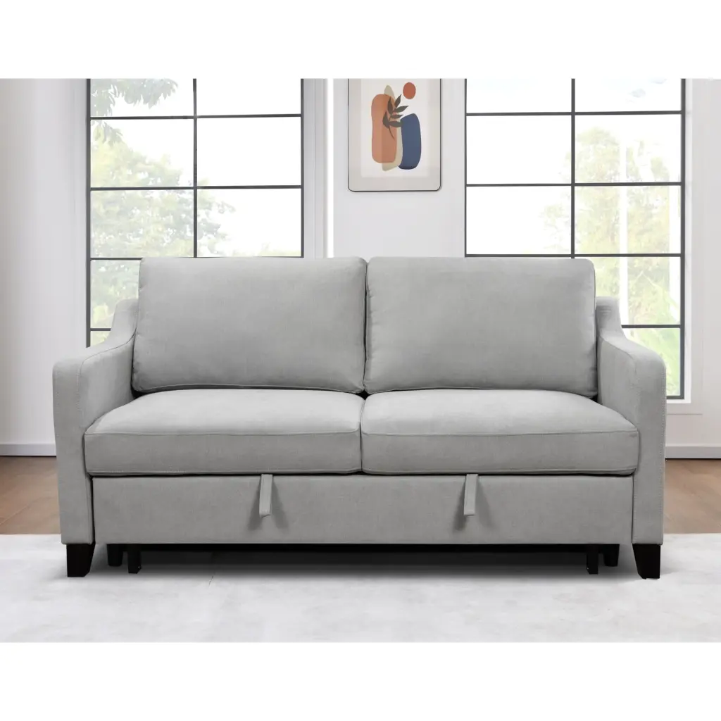 69 3--1 Convertible Queen Sleeper Sofa Light Gray - Modern Loveseat Futon Pullout Bed & Reclining Backrest SNAILF
