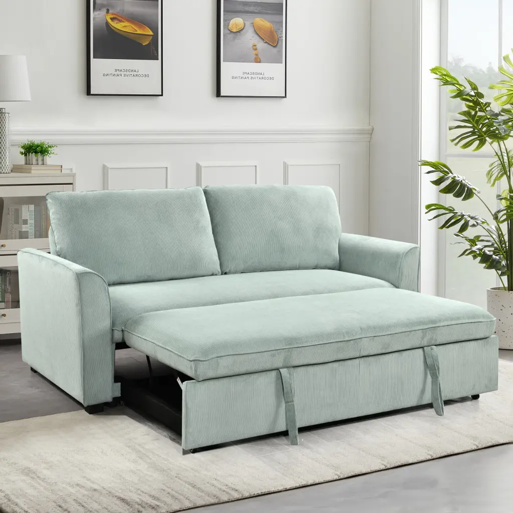 3 1 Convertible Sleeper Sofa Bed Light Green - Space Saving Design THOWDEE