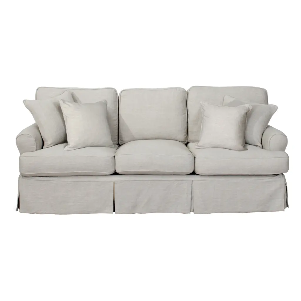 Sunset Trading Horizon T-Cushion Fabric Slipcovered Sofa Light Gray