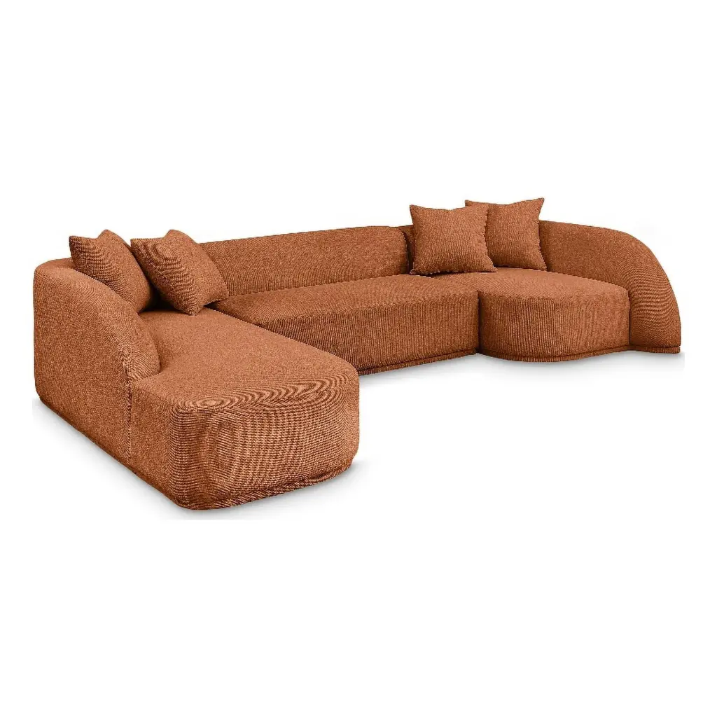 Meridian Furniture Rita Cognac Fabric 3-Piece Sectional Sofa Compact Living Room