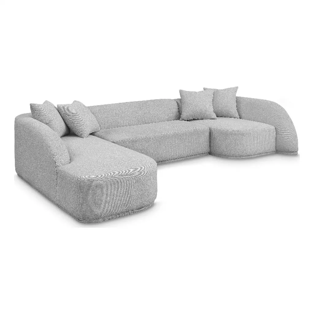 Meridian Furniture Rita Grey Fabric 3-Piece Sectional Sofa Small Spaces