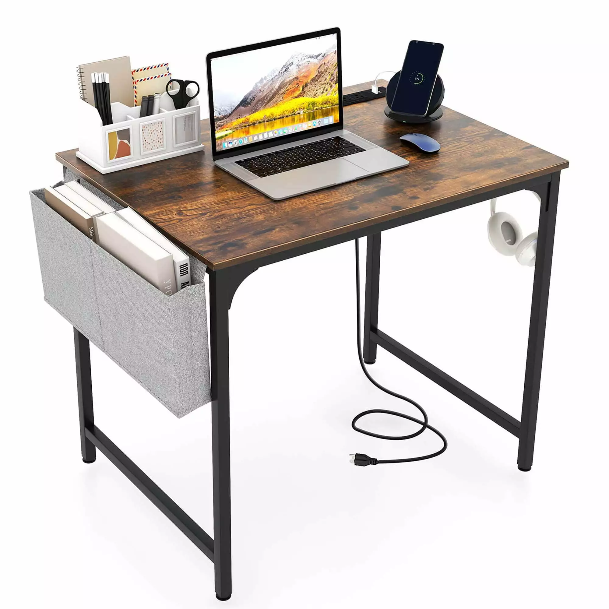 Costway 32 Inch Small Computer Desk Charging Station and Storage Bag