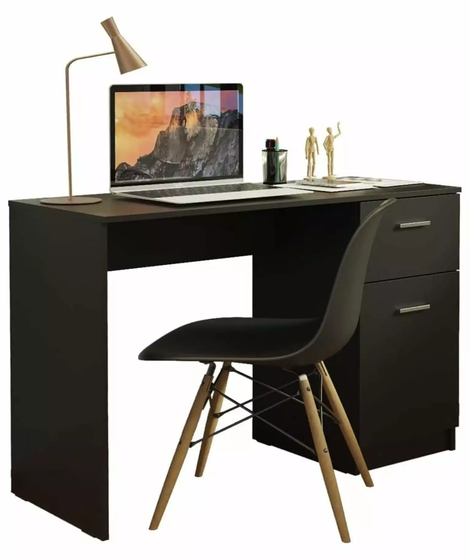 43 Inch Compact Computer Desk Study Table Small Spaces Home Office Storage Drawer Black Depot Esh