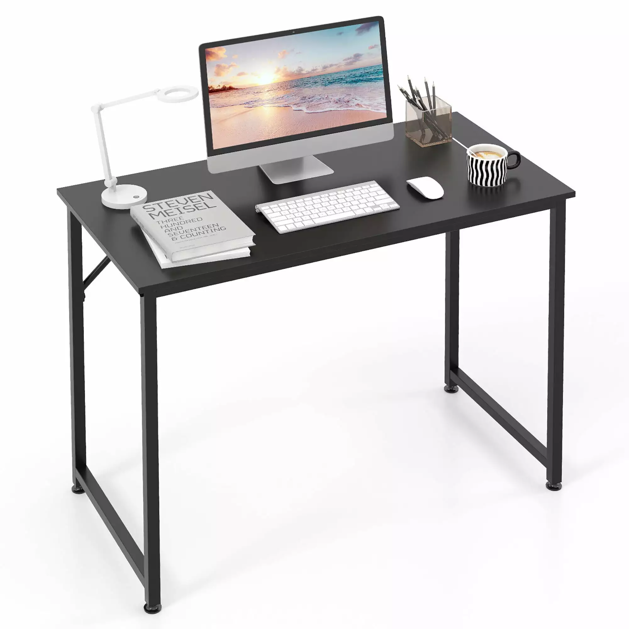 40-Inch Gymax Small Computer Desk Home Office PC Workstation Heavy-duty Metal Frame Black