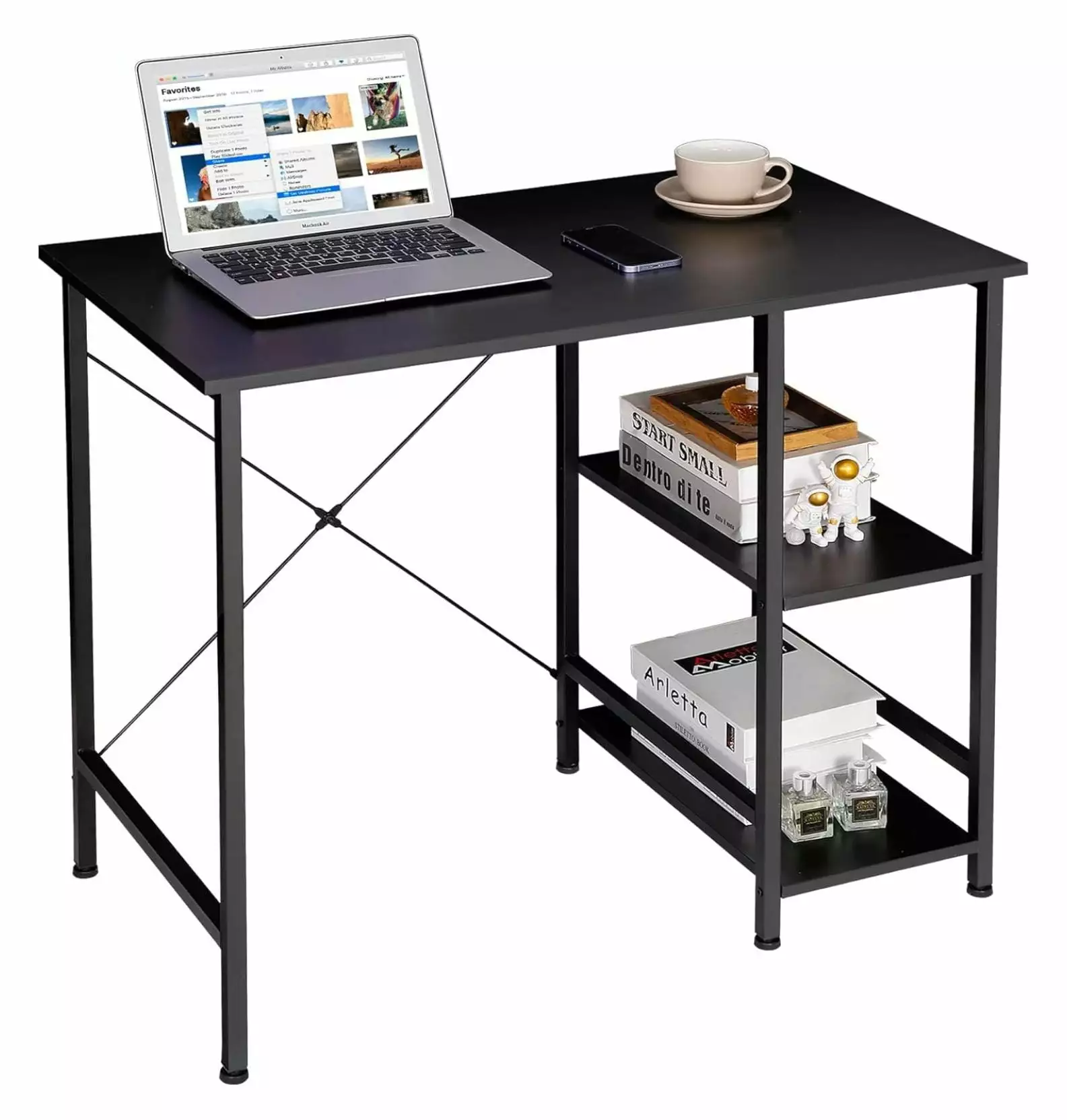36 Inch LeCeleBee Home Office Desk Study Writing Computer Desk 2 Storage Shelves Small Industrial Modern Simple Laptop Tab...
