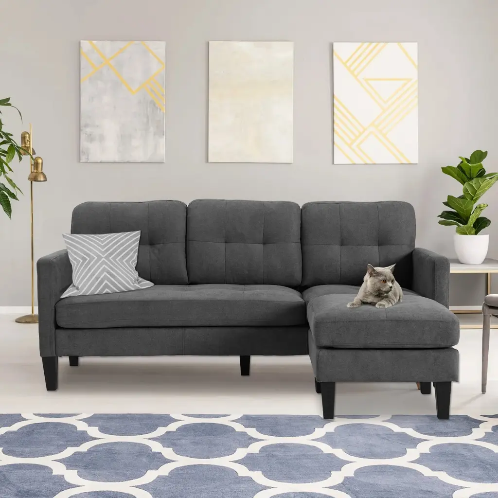 Magic Union Convertible Sectional Sofa L Shaped Couch Small Space Gray