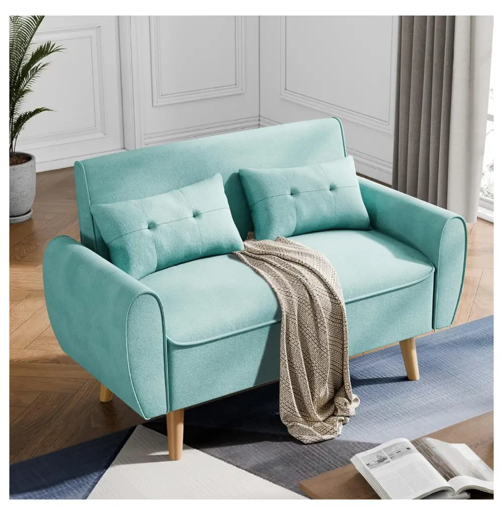ZHAOTONG 47 Inch Small Loveseat Sofa Set Living Room Bedroom Office Green