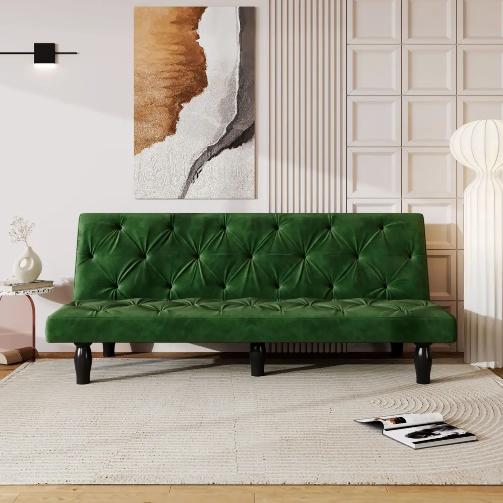 66 Inch Green Velvet Convertible Sofa Bed Living Room Apartment Bedroom CNCJ
