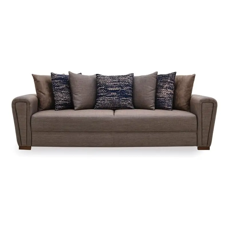 Enza Home Brera 3-Seater Fabric & Wood Sofa Bed Brown & Blue - Convertible Couch Living Room