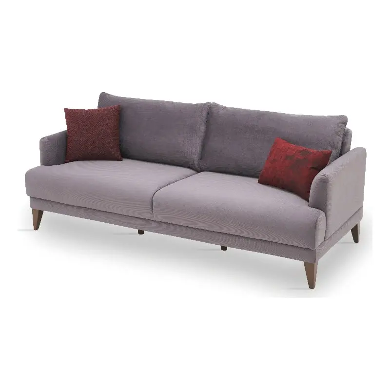 Enza Home Fiore 3-Seater Fabric Wood Sofa Bed Gray Walnut