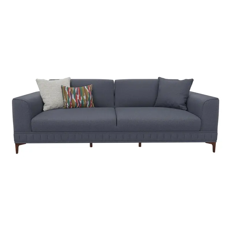 Enza Home Pavia 3-Seater Fabric & Wood Sofa Bed Navy Blue Living Room