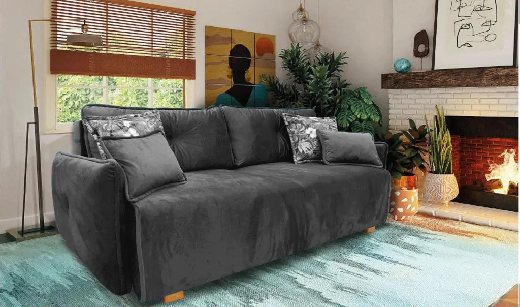 Grey Fabric Sofa Bed Nino ESF Contemporary Modern Mikhail Di Oro