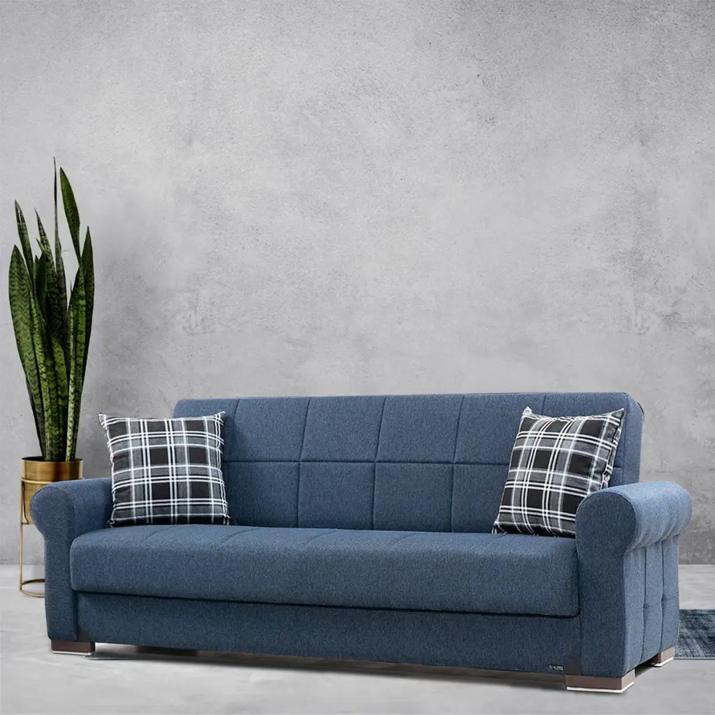 Silva Navy Blue Fabric Sofa Bed Go Green Woods