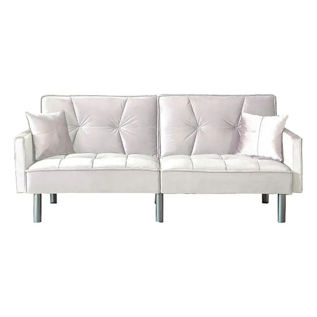 Legend Vansen 75.6 Convertible Modern Wood Velvet Fabric Sofa Bed Beige