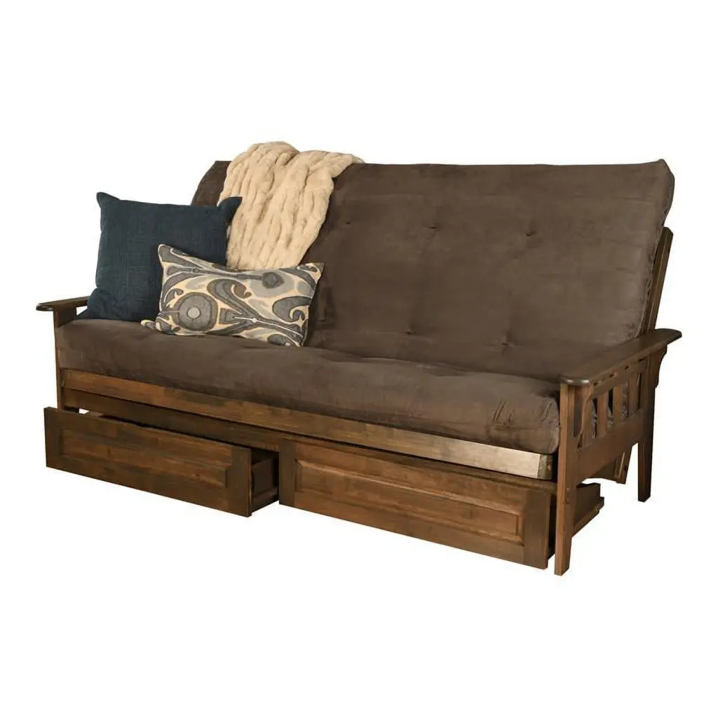 Pemberly Row Queen Futon Gray Suede Fabric Mattress