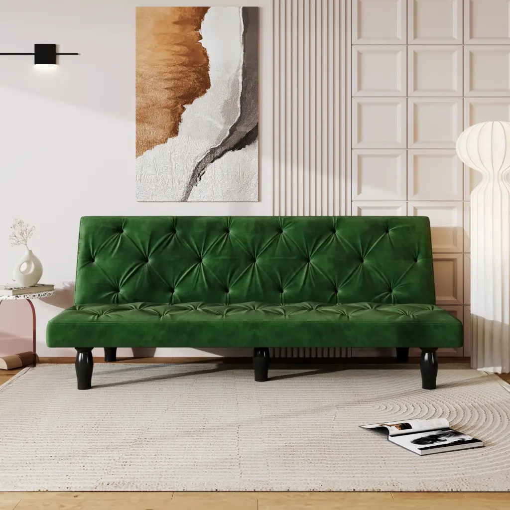 66 Inch Green Velvet Convertible Sofa Bed Living Room Apartment Bedroom unknown