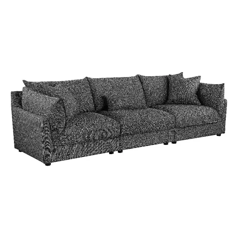 Pemberly Row 3-Piece Fabric Upholstered Sofa Barely Black Contemporary Design