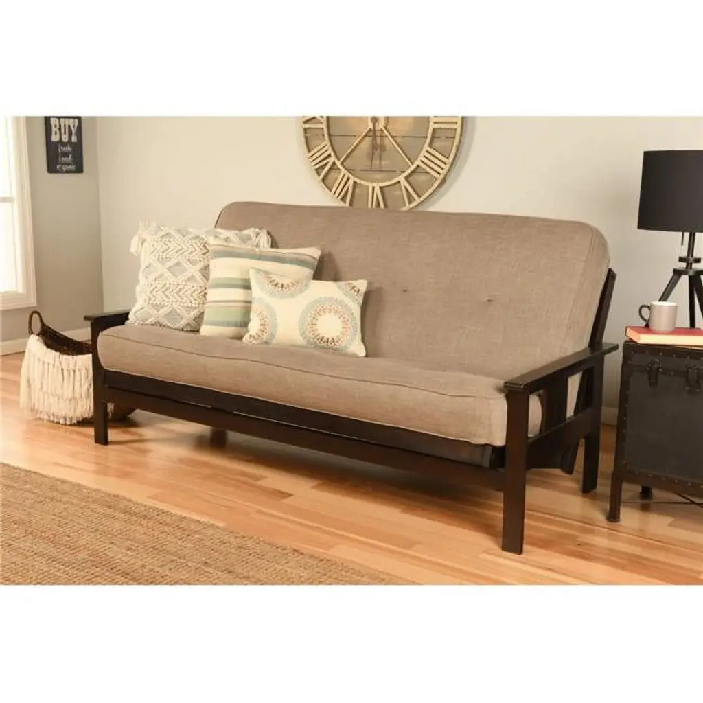 Kodiak Furniture Monterey Frame Sofa Linen Fabric Mattress Gray and Espresso - Modern Design