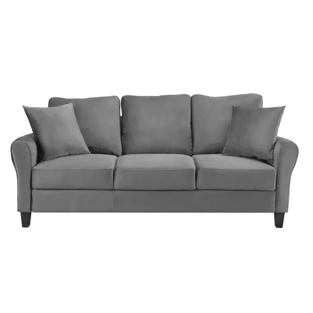 Modern Velvet Couch 78 Inch Width 3 Seater Sofa Plastic Legs Miekor