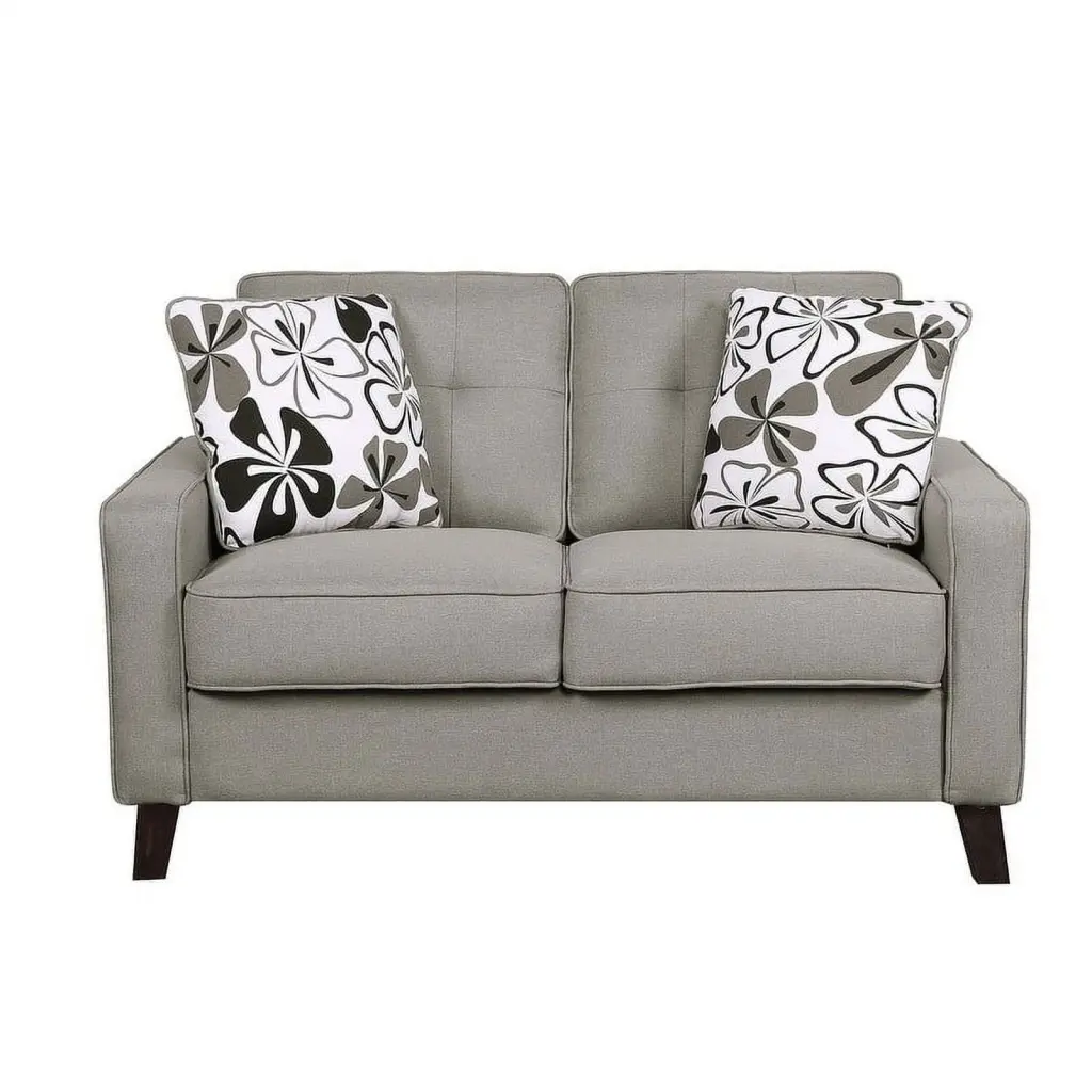 Lillana Linen Upholstered Tufted Loveseat Light Brown Cozy Living Room Bed Bath & Beyond
