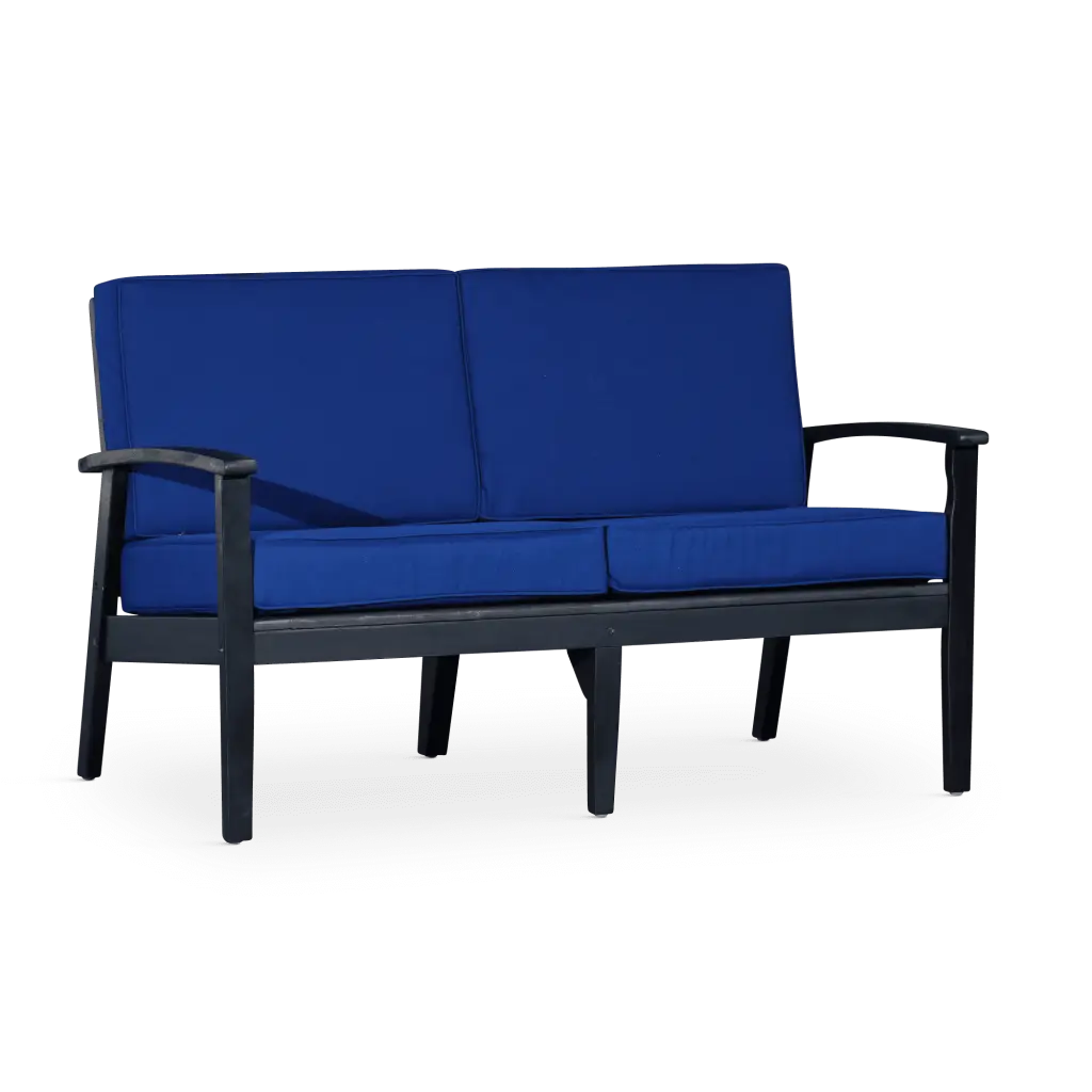 CoSoTower Eucalyptus Loveseat Navy Cushions and Espresso Finish