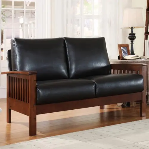 Mission Loveseat Classic Design Sofa Traditional Living Room Homehills