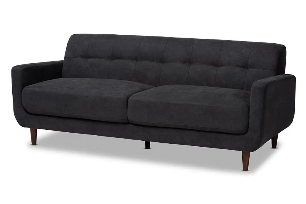 Baxton Studio Allister Dark Grey Fabric Upholstered Sofa