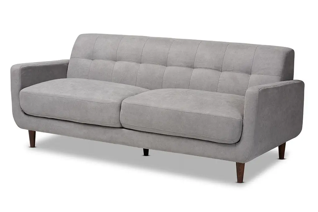 Baxton Studio Allister Light Grey Fabric Upholstered Sofa
