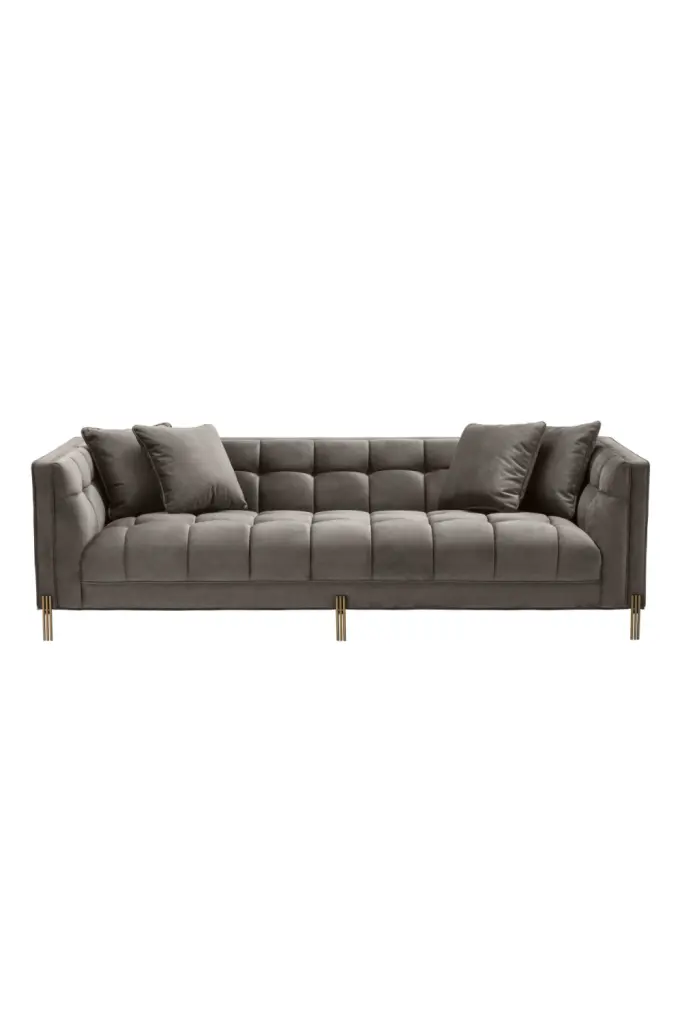Eichholtz Sienna Gray Velvet Tufted Sofa