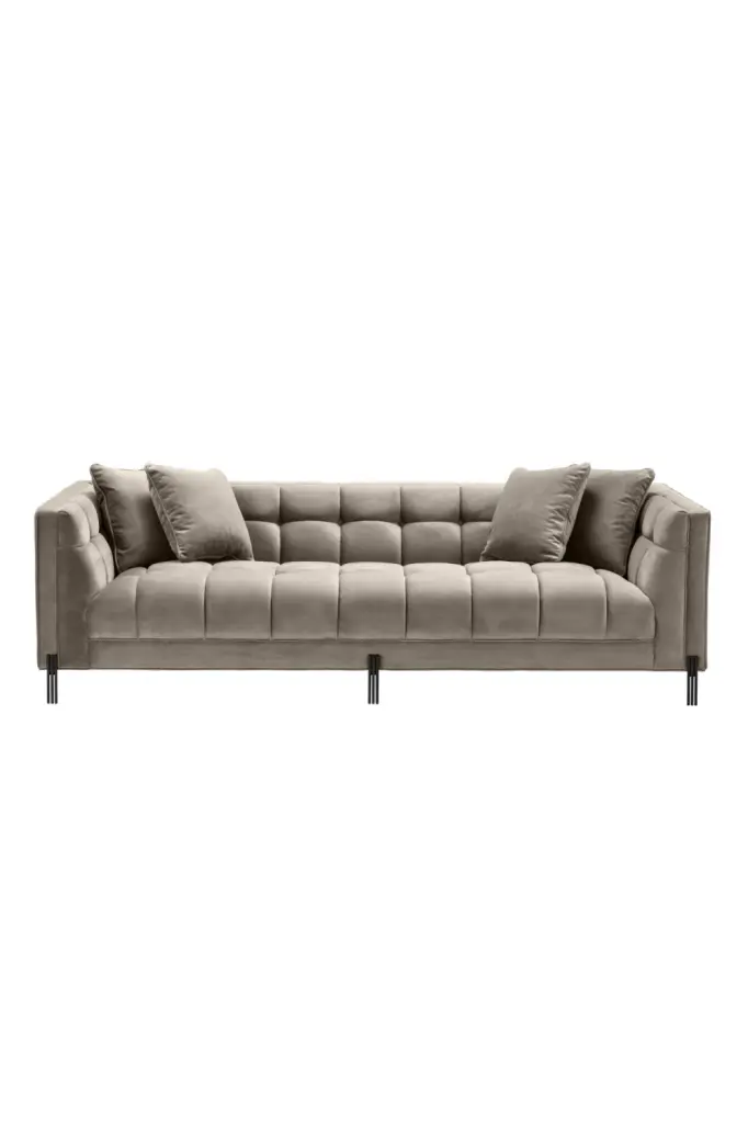 Eichholtz Sienna Greige Velvet Tufted Sofa