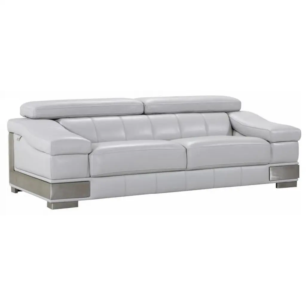 92 Lovely Light Grey Leather Sofa HomeRoots