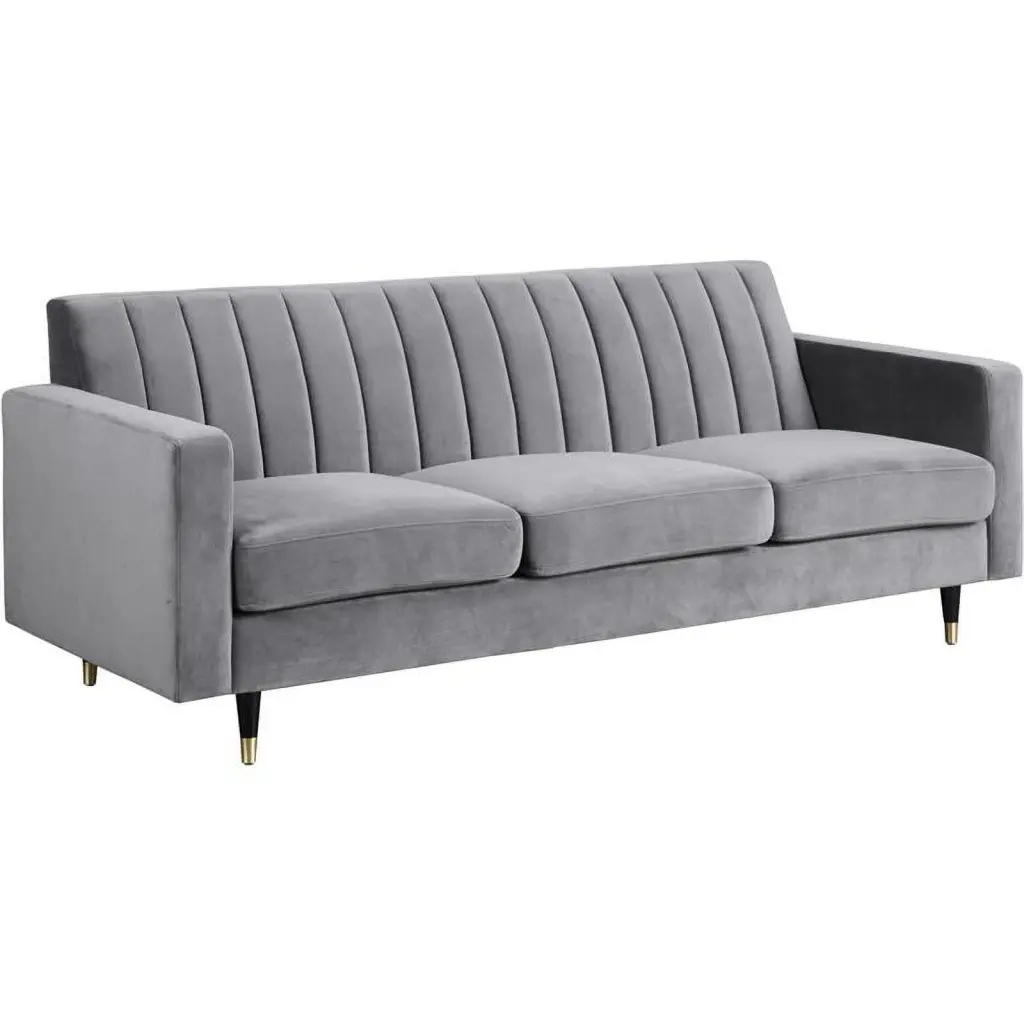 Maklaine Contemporary Gray Velvet Upholstery Sofa Stylish Comfort Any Room