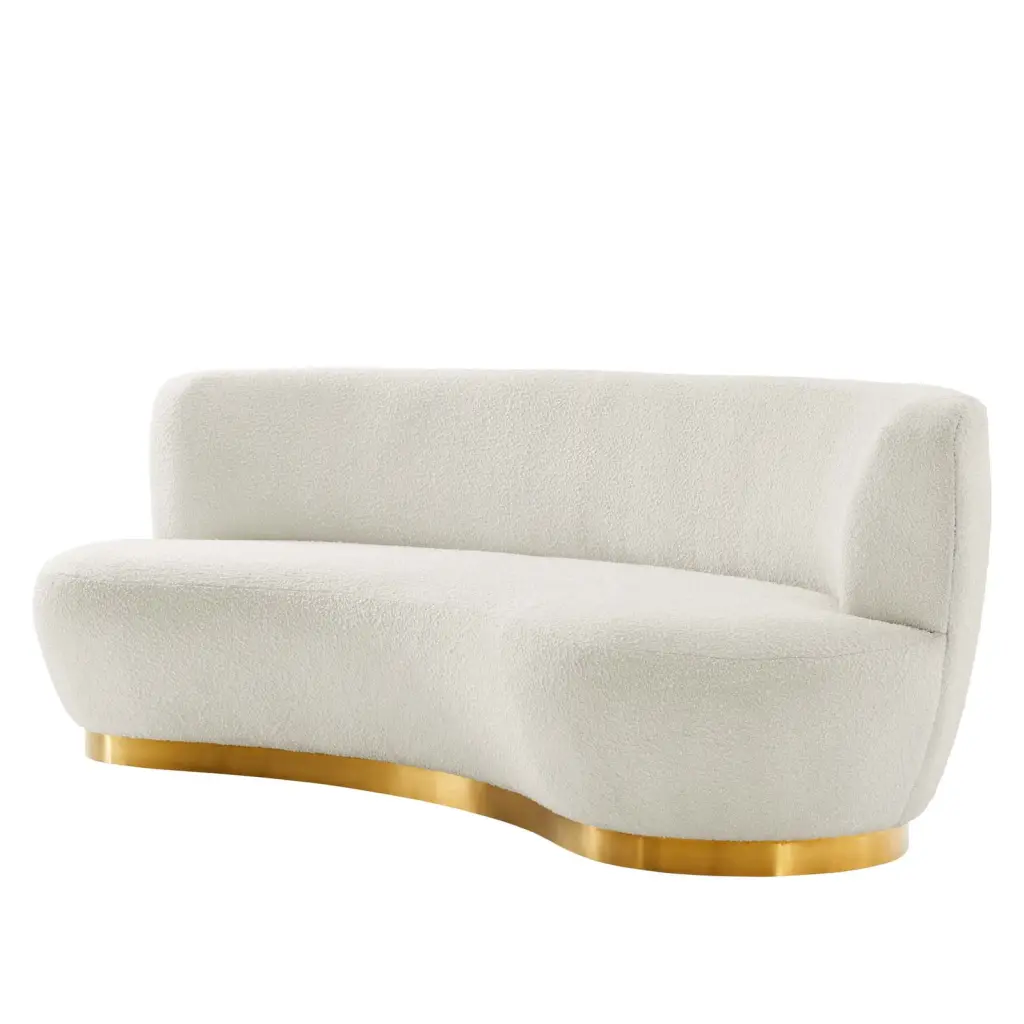 Gold Ivory Fabric Modern Contemporary Sofa Living Lounge Cafe Room